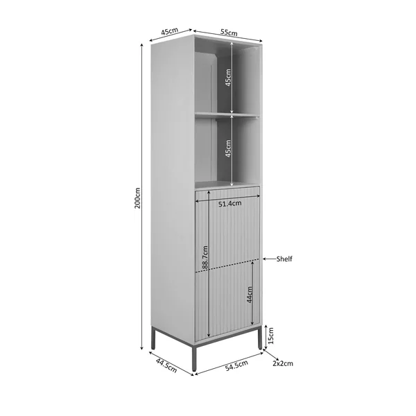 Colonne vintage bois brun 1 porte rainurée CORTINA