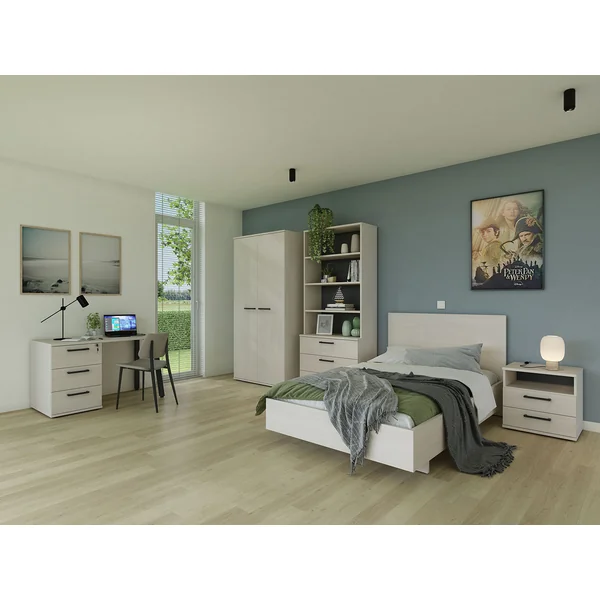 Commode contemporaine 3 tiroirs chêne clair Lolita