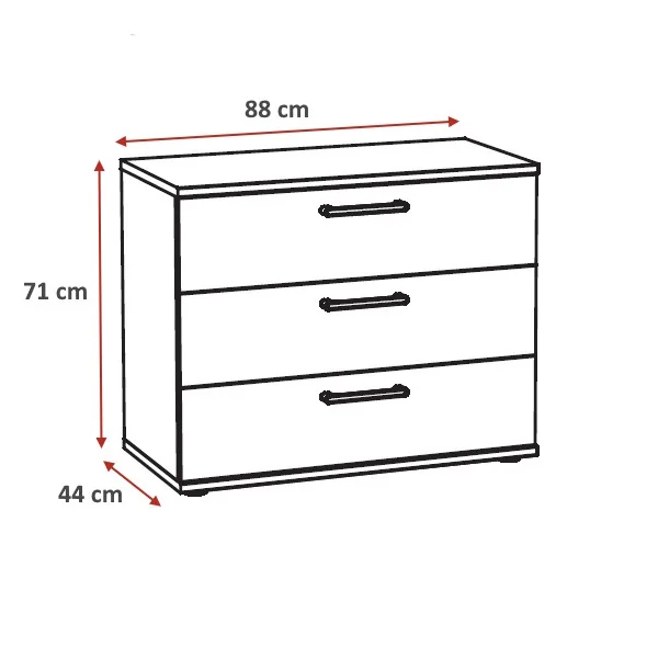 Commode contemporaine 3 tiroirs chêne clair Lolita