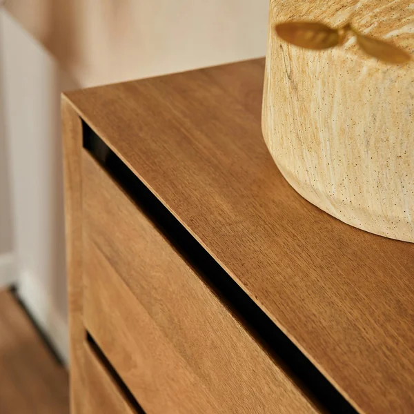 Commode étroite bois cadre noir 5 tiroirs UVEA