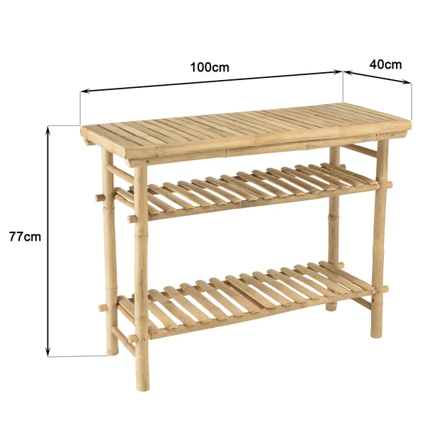 Console en bambou avec 2 étagères 100x40cm CALVIA
