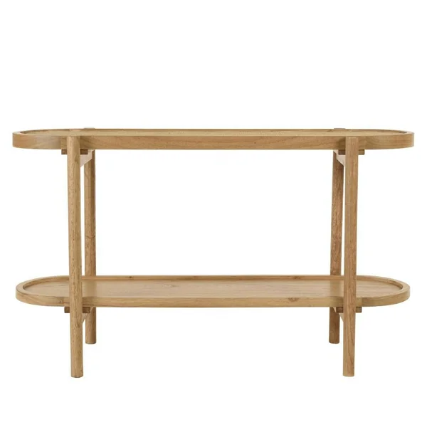 Console en mindi avec tablette supérieure en rotin naturel TIVARO
