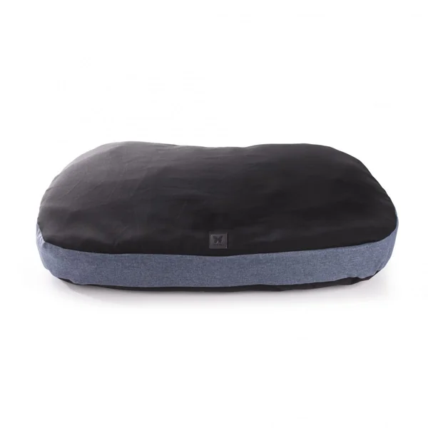 Coussin épais déhoussable bleu marine/gris clair 0,6x0,43m