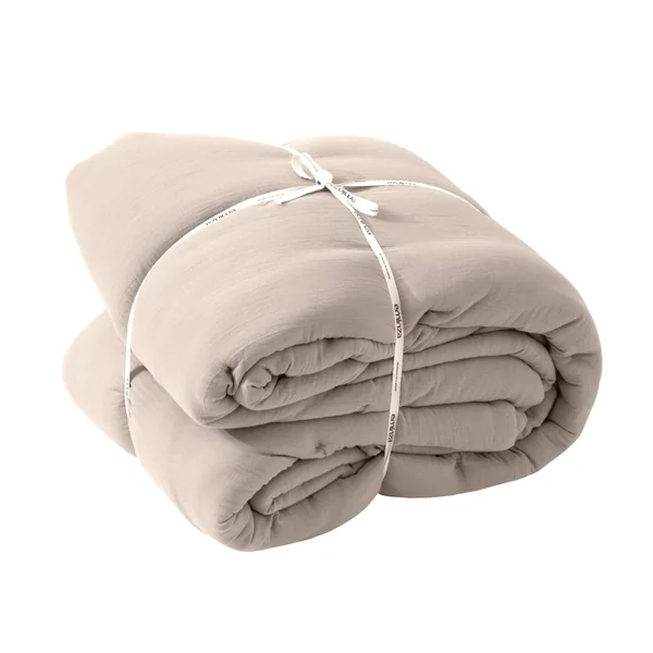 Couvre-lit matelassé gaze de coton (240 x 220 cm) Gaïa Beige pampa