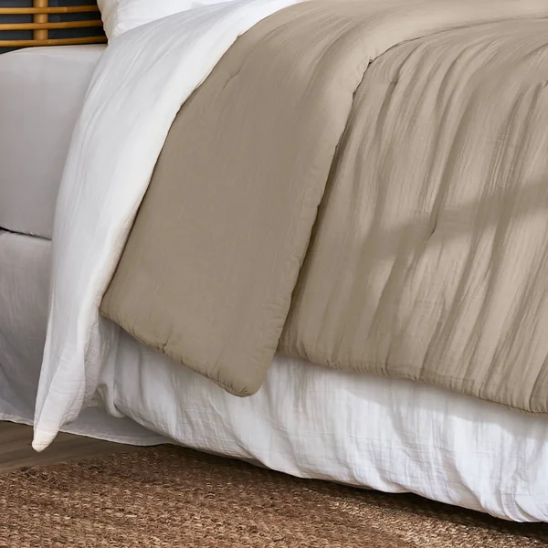Couvre-lit matelassé gaze de coton (240 x 220 cm) Gaïa Ficelle