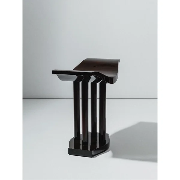 Curule Stool, Art Deco Style, Varnished Wood, Late 20th Century, France
