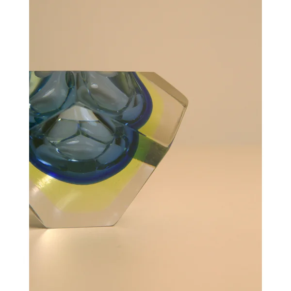 "Diamond" Blue Murano Glass Tray by Flavio Poli for Seguso 60's