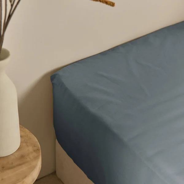 Drap housse coton lin Valentine - Orage - 140 x 190 cm