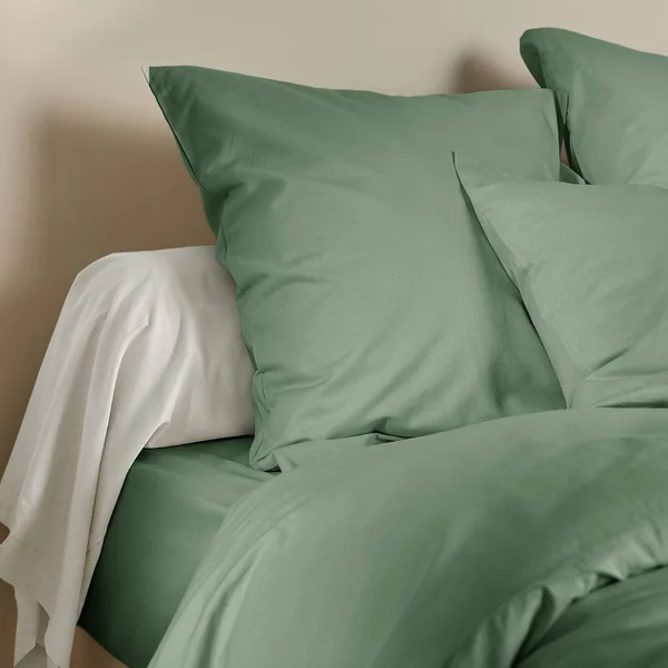 Drap housse coton lin Valentine - Vert Amande - 90 x 190 cm