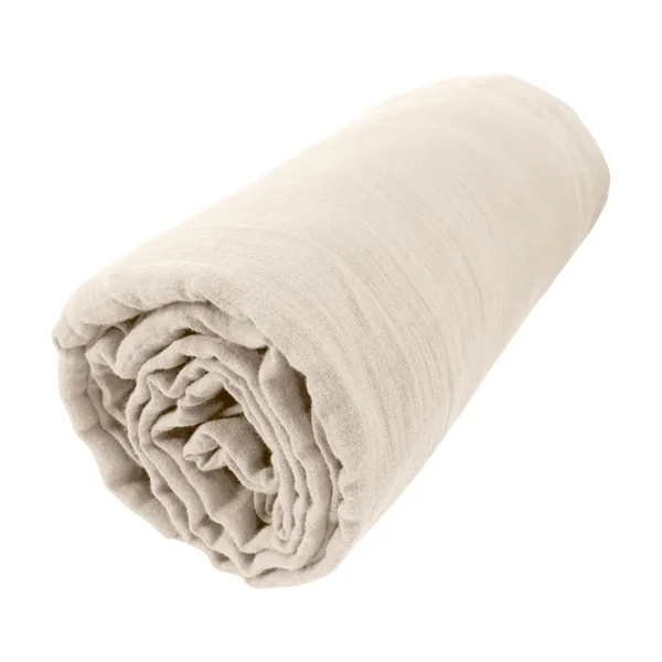 Drap housse gaze de coton (140 x 200 cm) Gaïa Beige pampa
