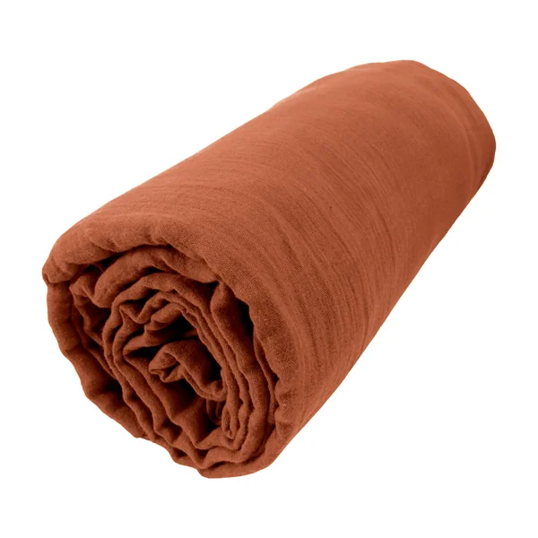 Drap housse gaze de coton (160 x 200 cm) Gaïa Terracotta