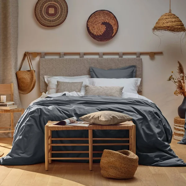 Drap housse matelas très épais percale bio Elise - Anthracite - 160 x 200 cm