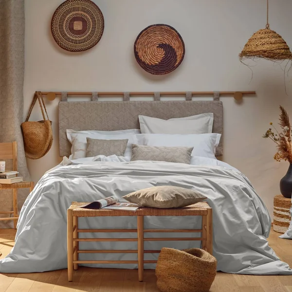 Drap housse matelas très épais percale bio Elise - Galet - 160 x 200 cm