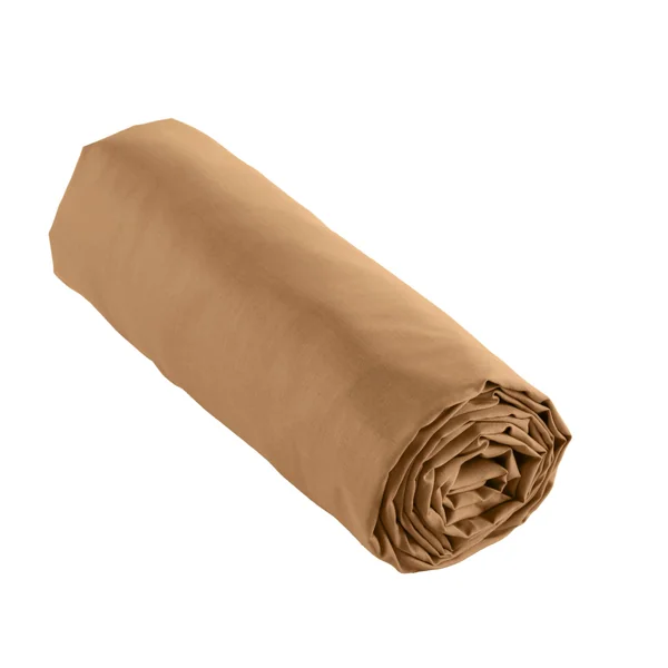Drap housse percale de coton (180 x 200 cm) Cali Camel