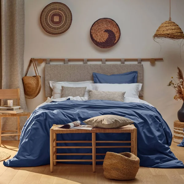 Drap percale bio Elise - Bleu Nautique - 240 x 300 cm