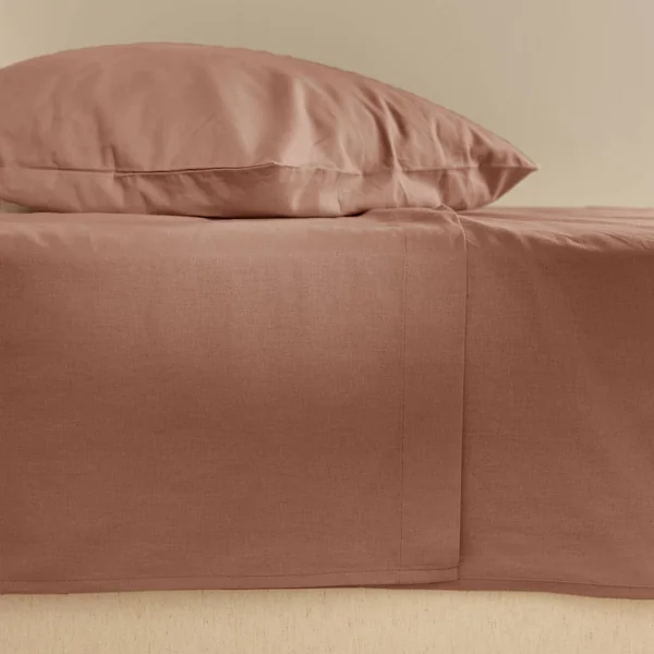 Drap plat coton lin Valentine - Pêche de Vigne - 240 x 300 cm