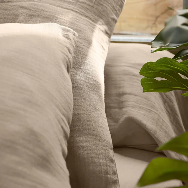 Drap plat gaze de coton (240 x 300 cm) Gaïa Ficelle