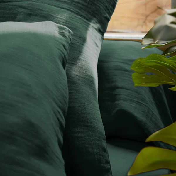 Drap plat gaze de coton (240 x 300 cm) Gaïa Vert sapin