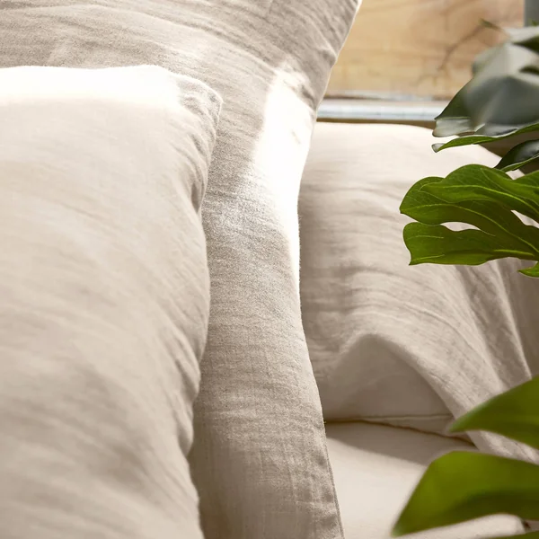 Drap plat gaze de coton (270 x 300 cm) Gaïa Beige pampa