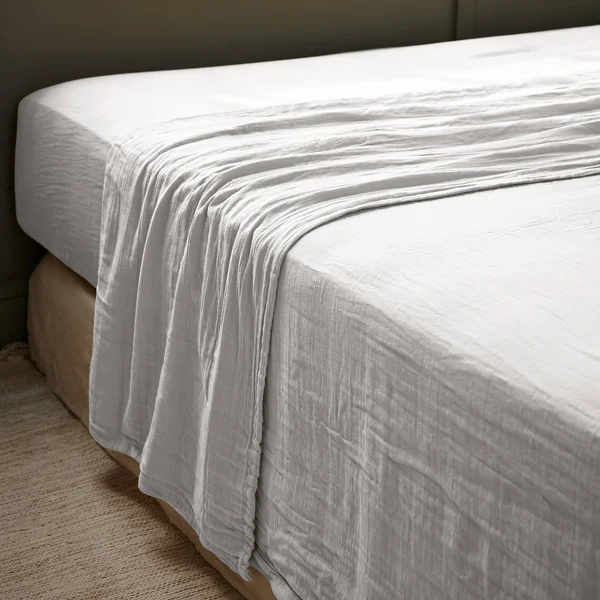 Drap plat gaze de coton (270 x 300 cm) Gaïa Gris nuage