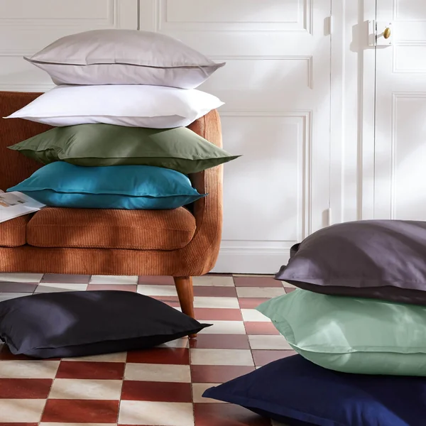 Drap plat percale de coton (240 x 300 cm) Cali Vert eucalyptus