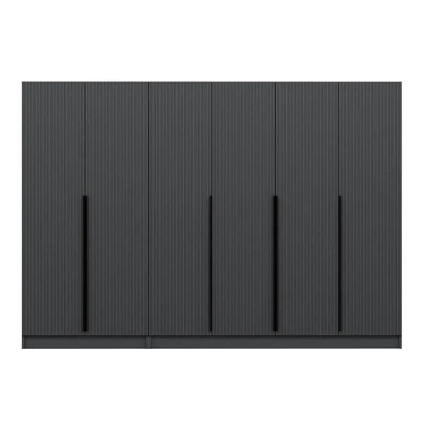 Dressing 6 portes grises rainurées 3 penderies BYRON