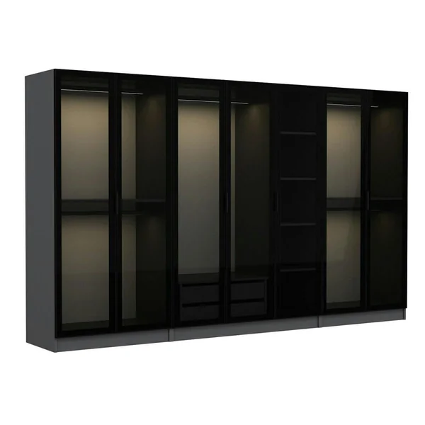 Dressing XXL 5 penderies, anthracite & verre noir 190 cm BYRON