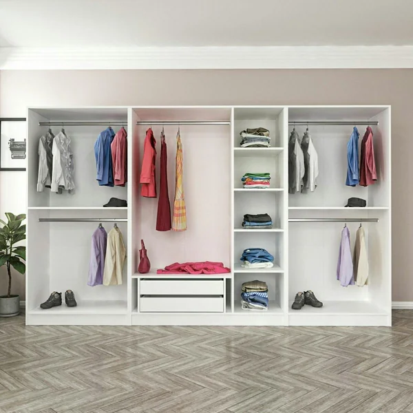 Dressing XXL 5 penderies, blanc & verre noir 190 cm BYRON