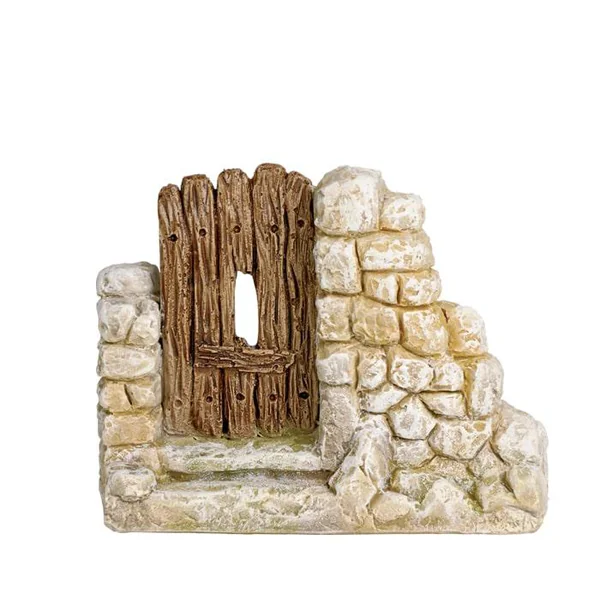 Décor de crèche de Noël vieille porte Santons Escoffier - 14 x 5 x 10 cm