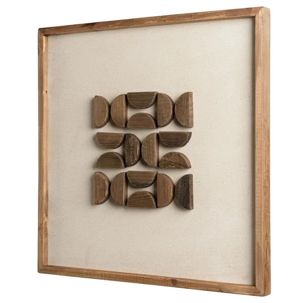 Décoration murale carrée motifs bois sur fond blanc DENVER
