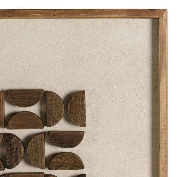 Décoration murale carrée motifs bois sur fond blanc DENVER