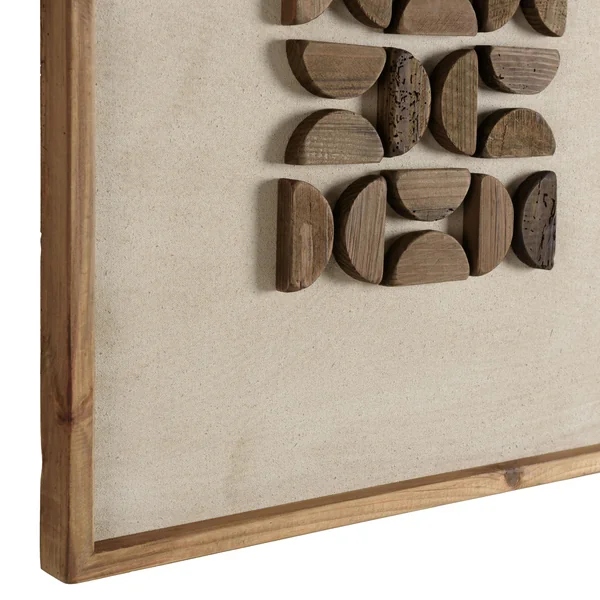 Décoration murale carrée motifs bois sur fond blanc DENVER