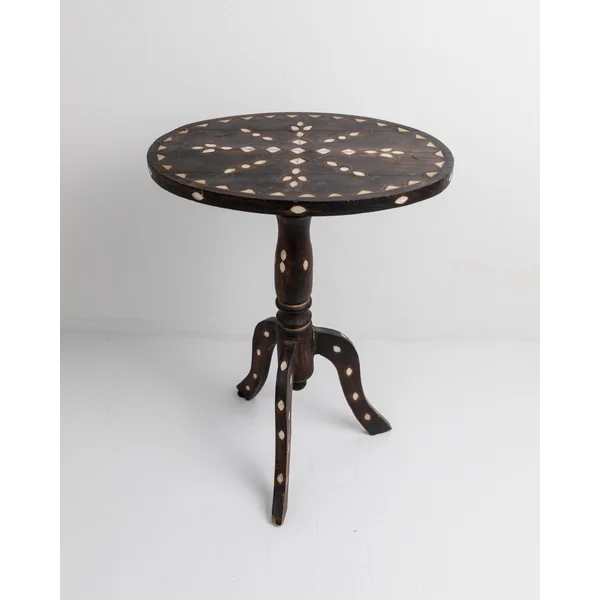 Early 19th Century Side Table, Dark Wood with Mother of Pearl Inlay