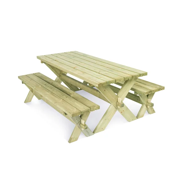 EKJU Table de Pique-nique avec 2 Bancs en Bois Emeline