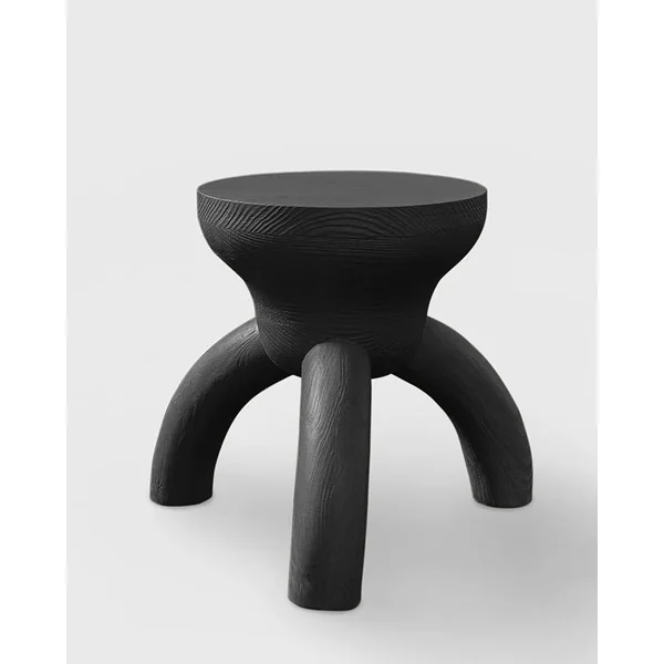 ELEMENTOS Set of Stools, Sandblasted Pine with Black Finish by Daniel Couttolenc