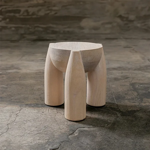 ELEMENTOS Set of Stools, Sandblasted Pine with Black Finish by Daniel Couttolenc