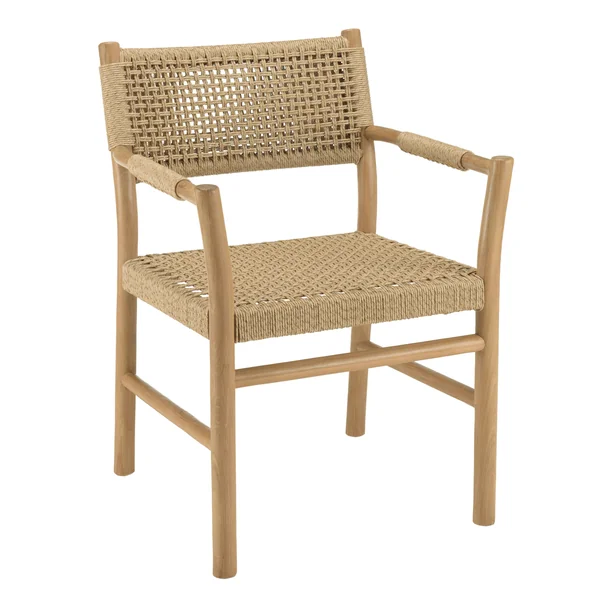 Ensemble de jardin 8 fauteuils ecrus et table 310 cm teck recyclé LUMIO