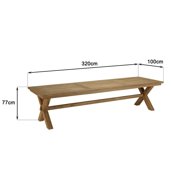 Ensemble de repas extérieur 320 cm 8 fauteuils teck recyclé rotin synthétique LUMIO