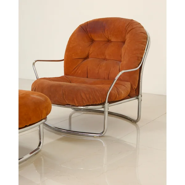 Ensemble fauteuil et ottoman modèle 915 par Carlo De Carli pour Cinova 70's