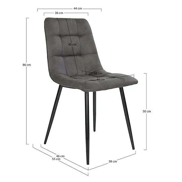 Ensemble table et chaises grises microfibre (lot de 7 pièces) SAVONE
