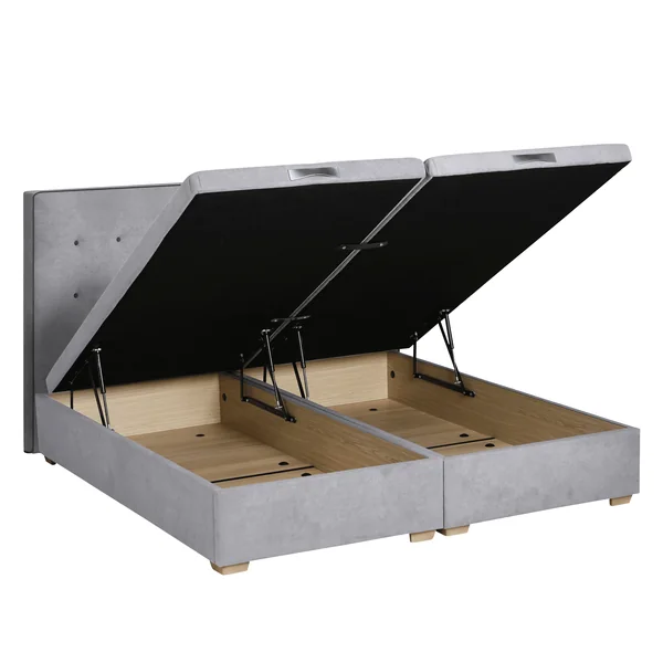 EPEDA Sommier coffre 34 cm Hercule - Gris Souris - 2 x 90 x 200 cm