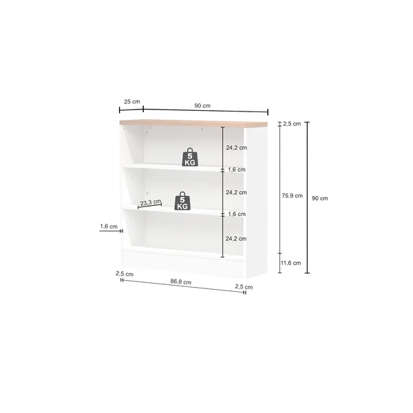 Etagère de cuisine moderne blanc brillant/chêne wotan Solena