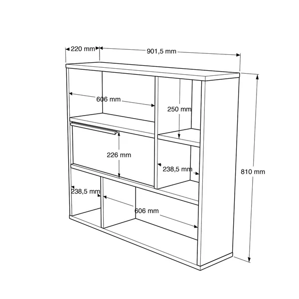 Etagère murale blanche rangement fermé 5 niches MARFA
