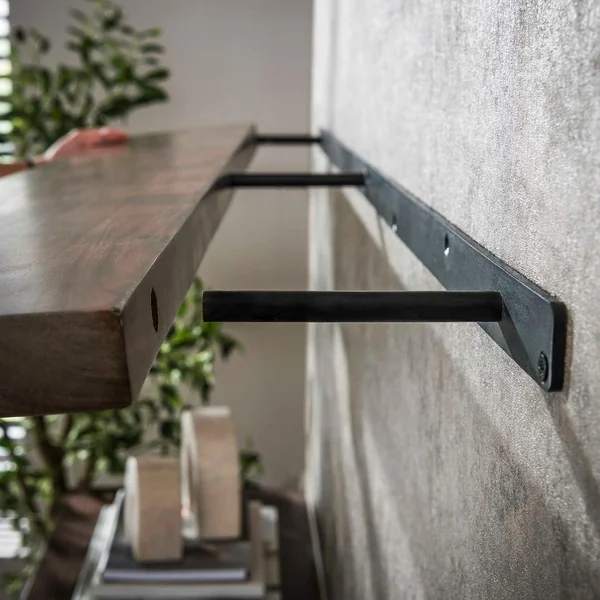 Etagère murale bois d’acacia brun bords arrondis 120 cm NAKO