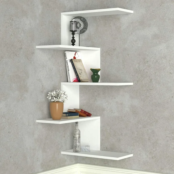 Etagère murale d'angle blanche, design MARFA