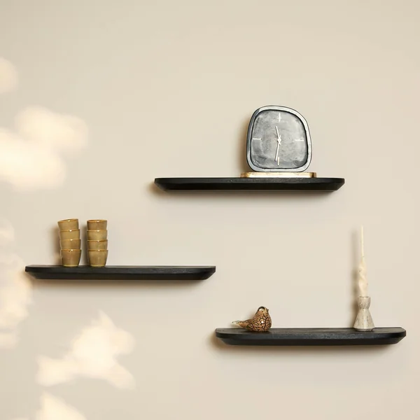 Etagère murale en bois noir 60 cm (lot de 3) ALMA
