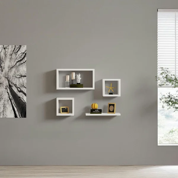 Etagère murale modulable blanche moderne (lot de 4) MARFA