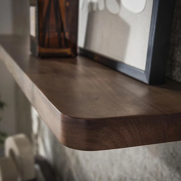 Etagère murale style nature 120 cm en acacia massif brun Carvie