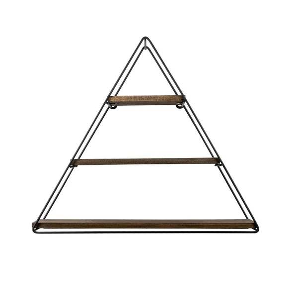 Etagère noire décorative triangle décor bois foncé JENA