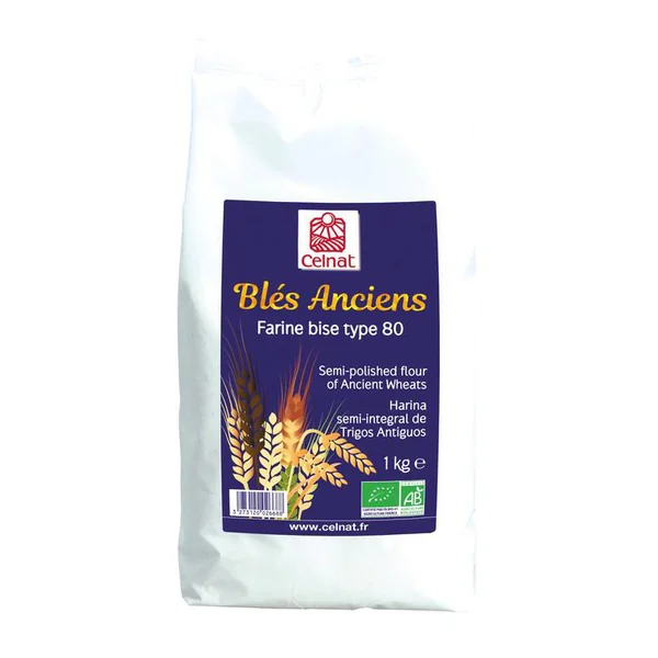 Farine de blés anciens demi complète T80 bio en sachet de 1 kg